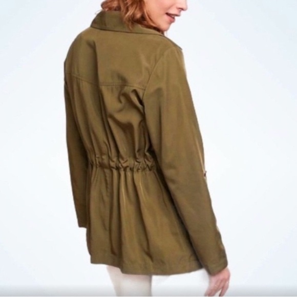NWOT anthropologie, army, green jacket with orange trim, and a tie belt - Picture 4 of 5